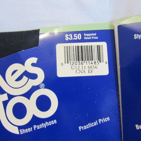 Hanes Too Hosiery Size E-F Sheer Pantyhose (2) Black Navy Style 117 VTG 1994 - Picture 9 of 11